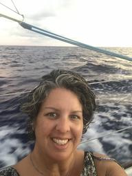 Selfie of Rosie at dawn enroute to American Samoa.