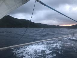 Tutuila at sunset as we approach Pago Pago Harbor.
