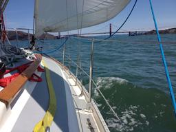 Approaching the Golden Gate Bridge from the south channel