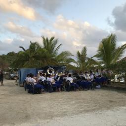 Opening night with a brass band performance by one of the local schools.  All boys.