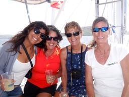 First year ever a motor trawler participated in the Blue Water Race.  Rosie with Monique Edith and Jennifer.
