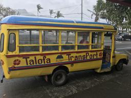 The busses in American Samoa are colorful loud and cheap.