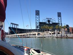 Before pulling into our slip in South Beach Marina we motored through McCovey Cove at AT&T Park.