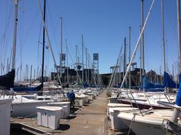 View of AT&T Park from our slip at South Beach Marina
