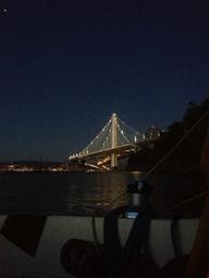 Night view of the new Oakland Bay Bridge from anchor.