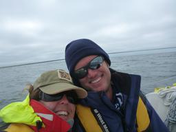 En route to Half Moon Bay in foul weather gear and life jackets