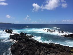 View from the beach on the way to Hana.