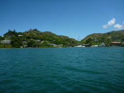 The shoreline as seen from Crazy Love at anchor in Kaneohe Bay.
