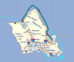 Crazy Love's path from Kaneohe Bay to Haleiwa as recorded by the Garmin.