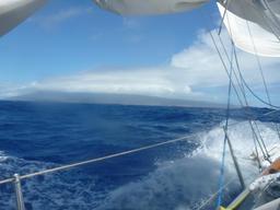 Ripping along in the Pailolo Channel towards Molokai.