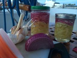 Pickling as part of our provisions for the Pacific crossing.