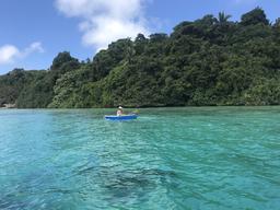 Rowing practice for Rosie in Lotuma Bay