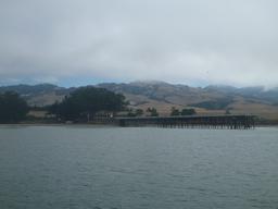 Anchorage at San Simeon.  Hearst Castle sits on top of the hills.