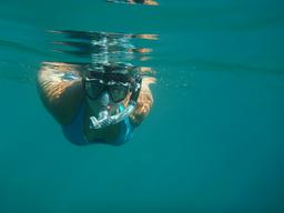 That's Carolyn snorkeling in Santa Maria Cove.