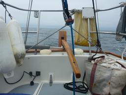 The tiller pilot in action from Cojo Anchorage to Port San Luis